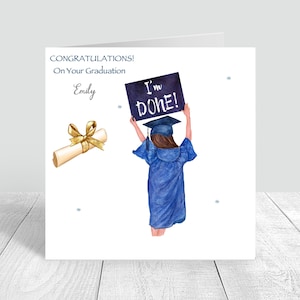 Carte de remise des diplômes faite main et personnalisée Le jour de votre remise des diplômes Personnalisez les styles et les couleurs de cheveux Carte de remise des diplômes pour femmes