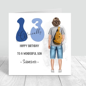 Tarjeta de cumpleaños número 13 para niños Tarjeta personalizada hecha a mano Oficialmente un adolescente Tarjeta para niños adolescentes Sobrino Hijo Nieto Hermano 13a tarjeta Feliz 153