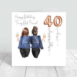 Cartão feminino personalizado de feliz aniversário, feito à mão, curvilíneo, irmã, melhor amiga, prima 18, 21, 25, 30, 35, 40, 50, 60, 1056
