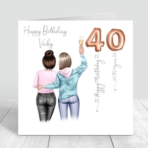 Carte personnalisée joyeux anniversaire meilleure amie pour femme pour sa soeur, meilleure amie, cousine 18e 21e 25e 30e 35e 40e 50e 60e 373