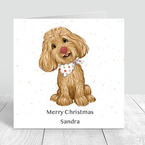 Tarjeta de Navidad Cavoodle personalizada / Feliz Navidad Cavoodle tarjeta de cachorro Tarjeta de felicitación hecha a mano Niñas / Mujeres Tarjeta de Navidad 306