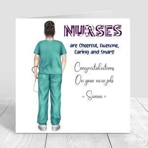 Carte personnalisée Nouvel emploi pour homme Infirmier Félicitations pour votre nouvel emploi Carte d'infirmière faite main 0054