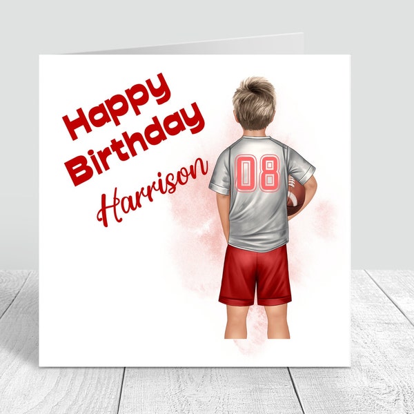 Carte d'anniversaire personnalisée de football américain pour garçons, carte de voeux de joyeux anniversaire, carte d'anniversaire à personnaliser pour kit de football 5e 6e 8e 12e 251