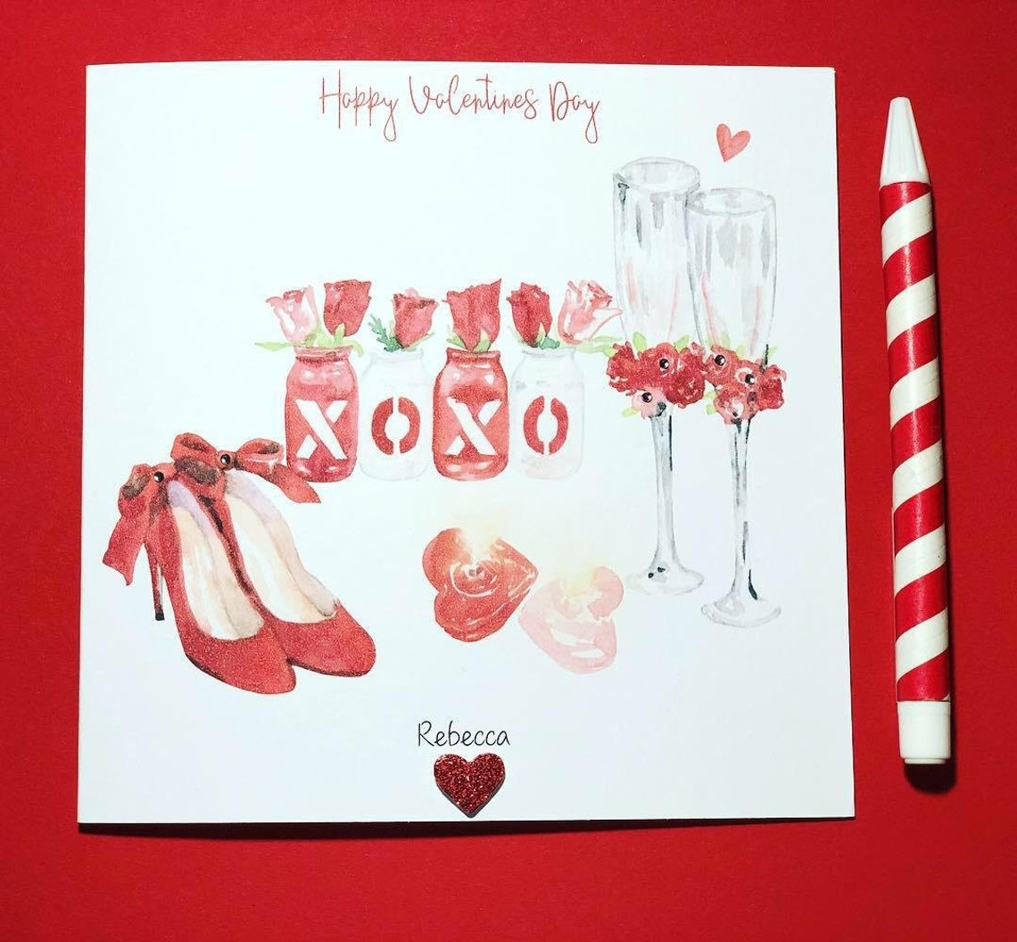 Happy Valentines Day Handmade Card Personalised Girlfriend/ | Etsy
