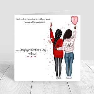 Biglietto di auguri di San Valentino personalizzato per i migliori amici / Biglietto di San Valentino fatto a mano per la migliore amica / Biglietto d'amore personalizzato per amico