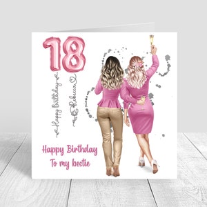Geburtstagskarte Damen Beste Freundin Handgemacht / Personalisiert Schwester / Tante / 18.21.25.30.40.50.Enkelin Tochter Nichte