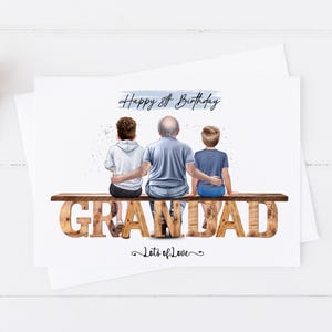 Personalised Grandad Birthday card, Large Happy Birthday Grandad Card, Grandad and Grandson's Birthday Card, 50th 60th 70th 80th  1711