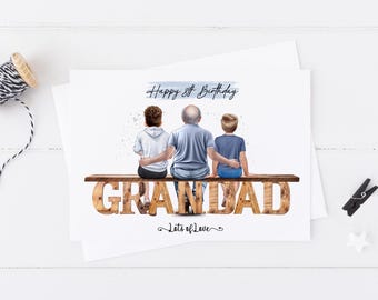 Personalised Grandad Birthday card, Large Happy Birthday Grandad Card, Grandad and Grandson's Birthday Card, 50th 60th 70th 80th  1711
