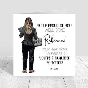 Personalised Qualified Solicitor Card, Congratulations, Well Done, Solicitor Card, Handmade, Customise Hair, Womens Solicitor card, 1543
