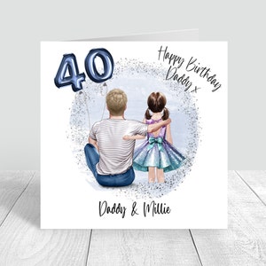 Personalisierte Herren Geburtstagskarte Handgemachte Karte, Vater und Tochter Geburtstagskarte, Karten für Vater, Grußkarte, alles Gute zum Geburtstag 30.40.1119