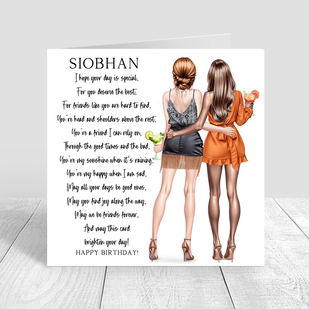 Personalised Women's Best Friend Happy Birthday Handmade Card for ...