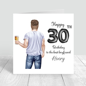 Cartão de aniversário personalizado masculino feito à mão cartão irmão namorado/parceiro/noivo 30º 40º 50º cartão de aniversário exclusivo 744