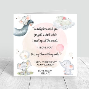 Joyeux 1er anniversaire personnalisé en tant que carte de nounou, carte d'anniversaire de grand-mère, 1er anniversaire en tant que maman, carte de voeux, grand-mère, maman, 1123
