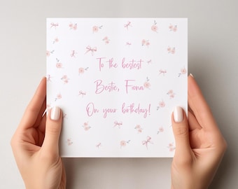 Birthday Card for Best Friend, Bestie Birthday Card, Birthday Card for Her, Cute Pink Birthday Card, Personalised Friend Birthday Card 1942