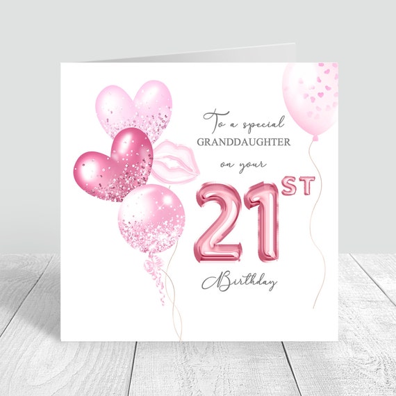 White Cotton Cards Glückwunschkarte Zum 21. Geburtstag 'Granddaughter You Just Sparkle' - 16x16cm Handgefertigt