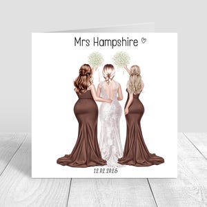Personalised Bride Wedding Day Card, Happy Wedding Day Card, Greeting Card,Bridesmaid Dress, Wedding Day, Bride Tribe,Greeting Card Mrs 1503