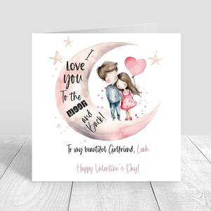 Biglietto personalizzato di buon San Valentino Ti amo fino alla luna e ritorno Biglietto fidanzata Biglietto ti amo personalizzato unico 810