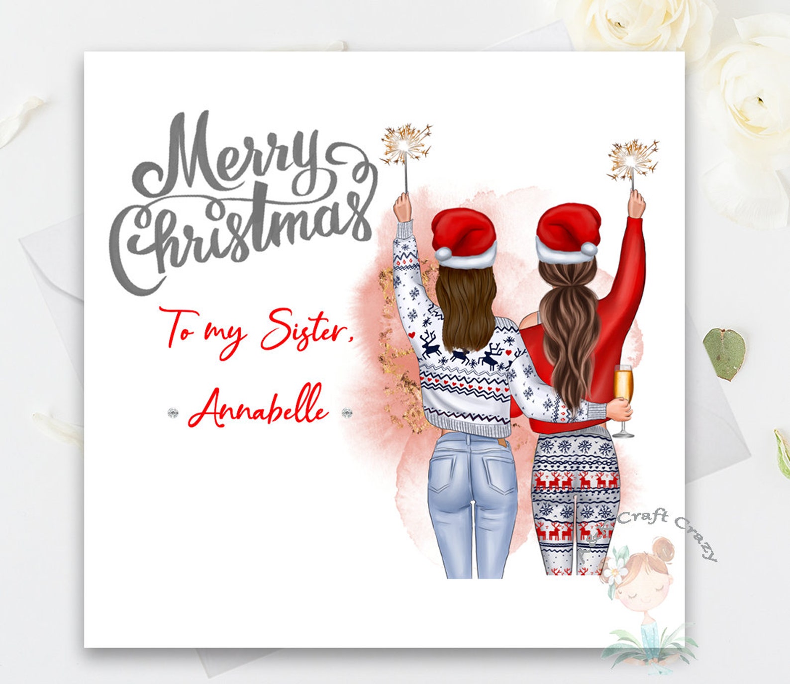 Merry Christmas Sister / Best Friend Christmas Card - Etsy UK