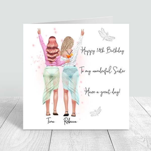 Personalised Women's Happy Birthday Handmade Card Best Friend / Sister/ Cousin 18th 21st 25th 30th 35th 40th 50th 60th
