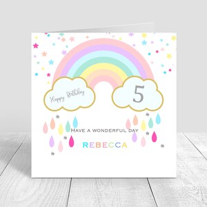 Regenbogen Mädchen Geburtstagskarte Enkelin / Tochter / 1. 2. 3. 4. 5. 6. Geburtstag handgemachte Karte