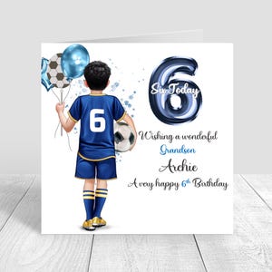 Personalised Boys Football Birthday Card, Happy Birthday Soccer Card, Greeting Card, football Kit Birthday Card, Son 5th 6th 8th 12th 1234