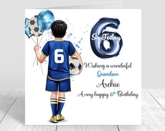 Personalised Boys Football Birthday Card, Happy Birthday Soccer Card, Greeting Card, football Kit Birthday Card, Son 5th 6th 8th 12th 1234