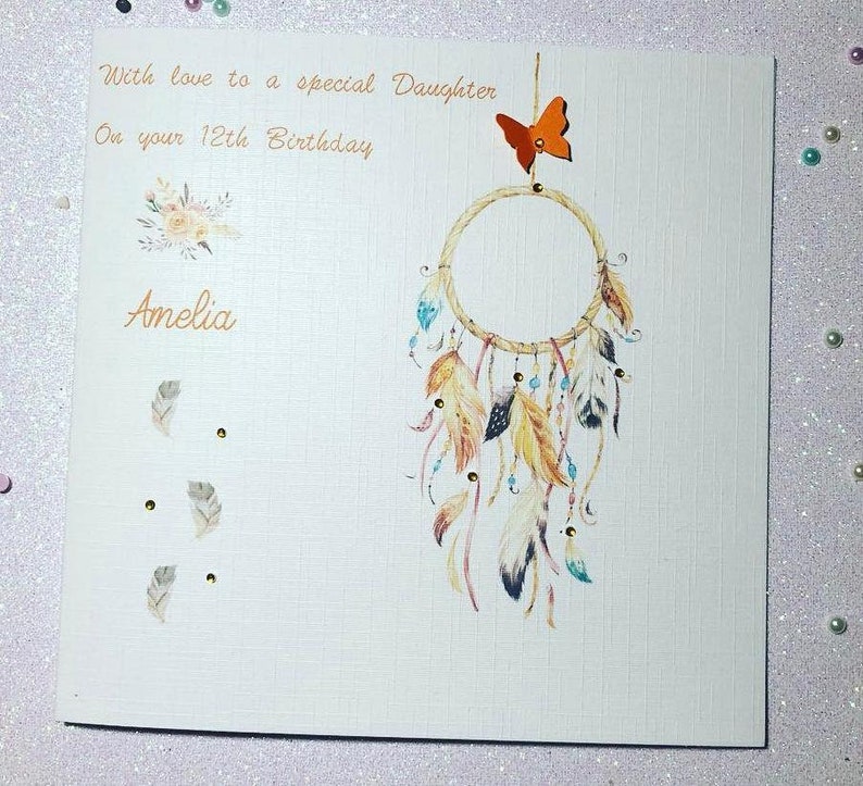 Happy Birthday Handmade Card Personalised Dream Catcher Etsy