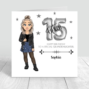 Carte de joyeux anniversaire personnalisée pour fille Personnalisez les cheveux Carte de voeux 178 pour petite-fille, 15ème, 13ème, 12ème, 16ème, fille, soeur et nièce