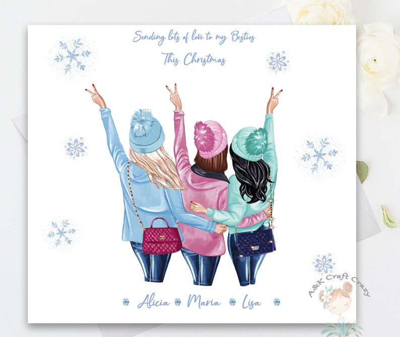 Merry Christmas Handmade Bestie Card Xmas Personalised Card | Etsy