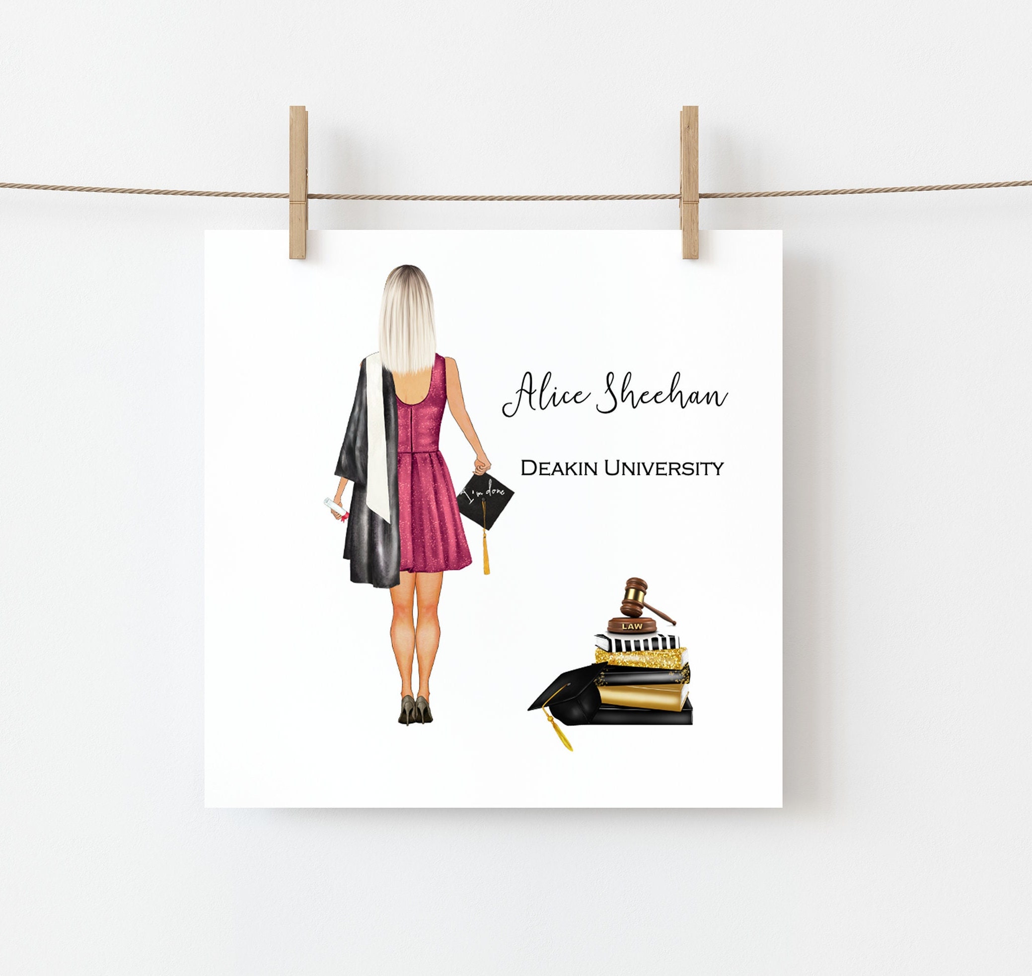 Graduation Law Student Graduate Handmade Card for Women | Personalised |  Congratulations Graduation Gifts CUSTOMISE HAIR - Etsy, image size:2078x1966
