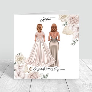 An Ihrem Hochzeitstag handgemachte personalisierte Karte für die beste Freundin/Schwester/Cousin Champagnerkleid/Boho/Hochzeitskarte im Boho-Stil 707