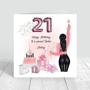 Cartão feito à mão para melhor amigo, feliz aniversário, irmã/prima, 18, 21, 25, 30, 35, 40, 50, 60, personalizado
