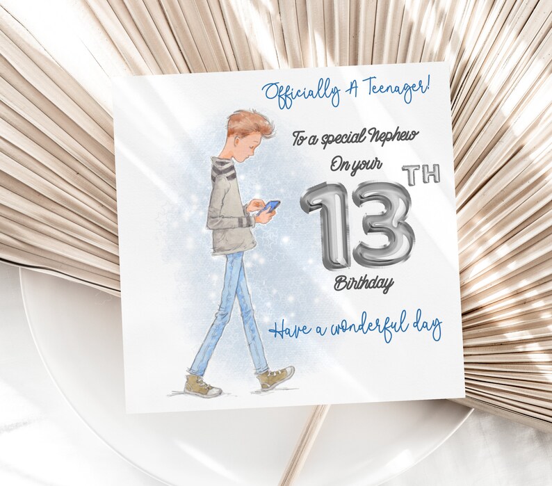 Boys 13th Birthday Card Handmade Personalised Card Officially - Etsy