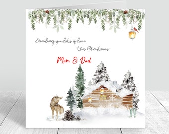 Beautiful Christmas Card for Mum and Dad Handmade Christmas Card Winter Scene