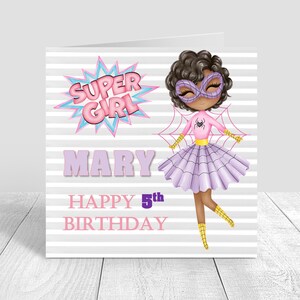 Girls Personalised Superhero Birthday Card Daughter/ Granddaughter/ Niece / Friend/ Cousin 2nd 3rd 4th 5th 6th 7th 8th 10th 12th 1386