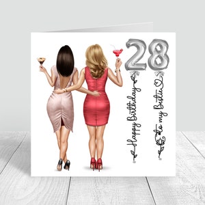 Personalised Women's Happy Birthday Card Best Friend Handmade Card for her Sister Bestie Cousin 18th 21st 25th 30th 35th 40th 50th 60th 1023