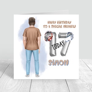 Biglietto personalizzato per 17° compleanno per ragazzi, Buon 16° compleanno, 17 figli adolescenti, fidanzati, amici, nipoti, fratelli 752