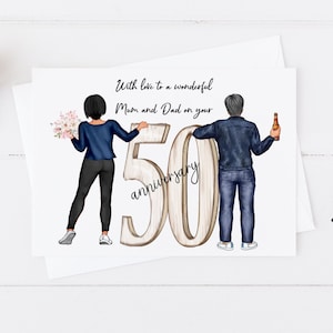 Carte d'anniversaire pour maman et papa Carte personnalisée pour couple spécial avec amour Carte souvenir 20e 30e 40e 50e anniversaire 0031