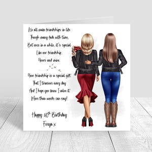 Personalisierte Frauen Geburtstagskarte Beste Freundin handgemachte Karte für ihre Schwester Bestie Cousin 18.21.25.30.35.40.50.60.1426