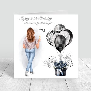 Carte de joyeux anniversaire personnalisée pour femme, cadeau fait main pour sa soeur, meilleure cousine, carte de voeux 18, 21, 25, 30, 35, 40, 975