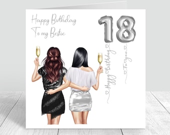 Gepersonaliseerde Happy Birthday Card voor vrouwen, beste vriend handgemaakte kaart voor haar zus Bestie Cousin 18e 21e 25e 30e 35e 40e 50e 1000