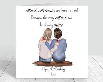 Personalised Women's Birthday Card Best Friend Handmade/ Sister/ Bestie / Auntie / 18th 21st 25th 30th 40th 50th birthday gift any age 903