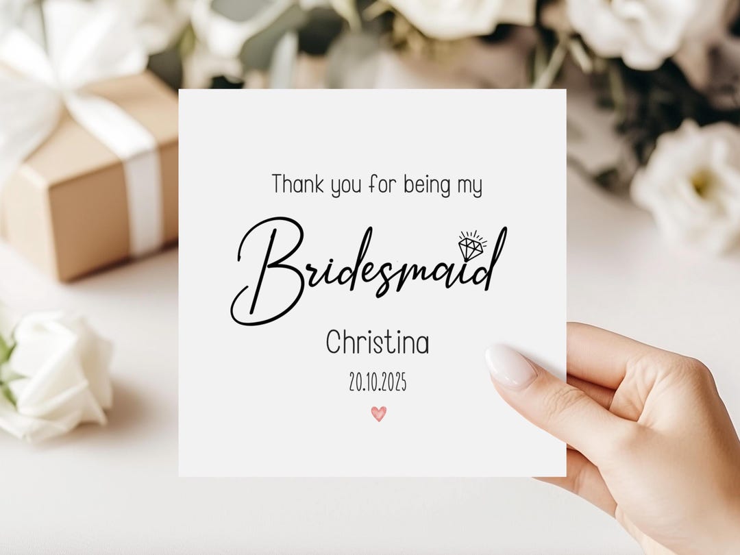 Bridesmaid Thank You Card Personalised –bridal Party Card– Wedding ...