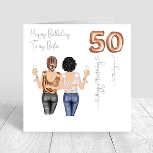 Carte personnalisée joyeux anniversaire meilleure amie pour femme pour sa sœur, meilleure amie, cousine 18e 21e 25e 30e 35e 40e 50e 60e 756