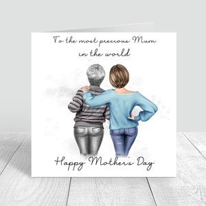 Tarjeta personalizada del Día de la Madre Feliz Mamá hecha a mano / Mamá / Con tarjeta de amor Regalo personalizado del Día de la Madre Tarjeta de madre / hija 885