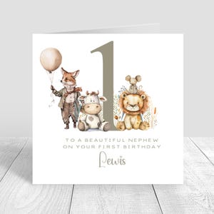 Cartão de aniversário de 1º aniversário personalizado para meninos, cartão de aniversário feito à mão para irmão, filho, neto, sobrinho, bebê, cartão de aniversário de 1º aniversário 1575