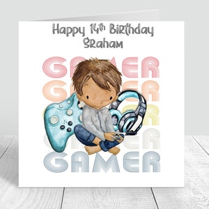 Gamer Boys Geburtstagskarte Controller Playstation Gamer personalisierte Geburtstagskarte Jungen Sohn Neffe Enkel 8. 10. 12. 13. 14. 15. 150