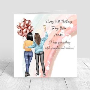 Carte faite main de joyeux anniversaire de meilleur ami de soleil et de soeur/cousine 18e 21e 25e 30e 35e 40e 50e 60e personnalisée
