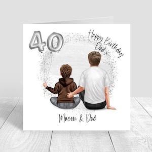 Personalised Mens Birthday Card Handmade Card, Dad & Daughter Birthday Card, Cards for Dad, Greetings Card, Happy Birthday 30th 40th 1481
