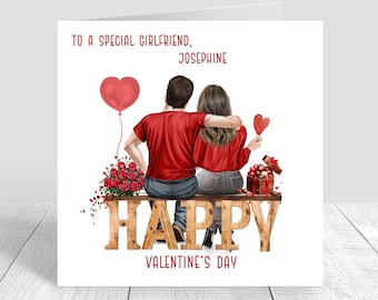Personalised Happy Valentine&#39;s day Card Love Theme Couple Card Partner Boyfriend Girlfriend Fiancé Fiancée Husband Wife 814